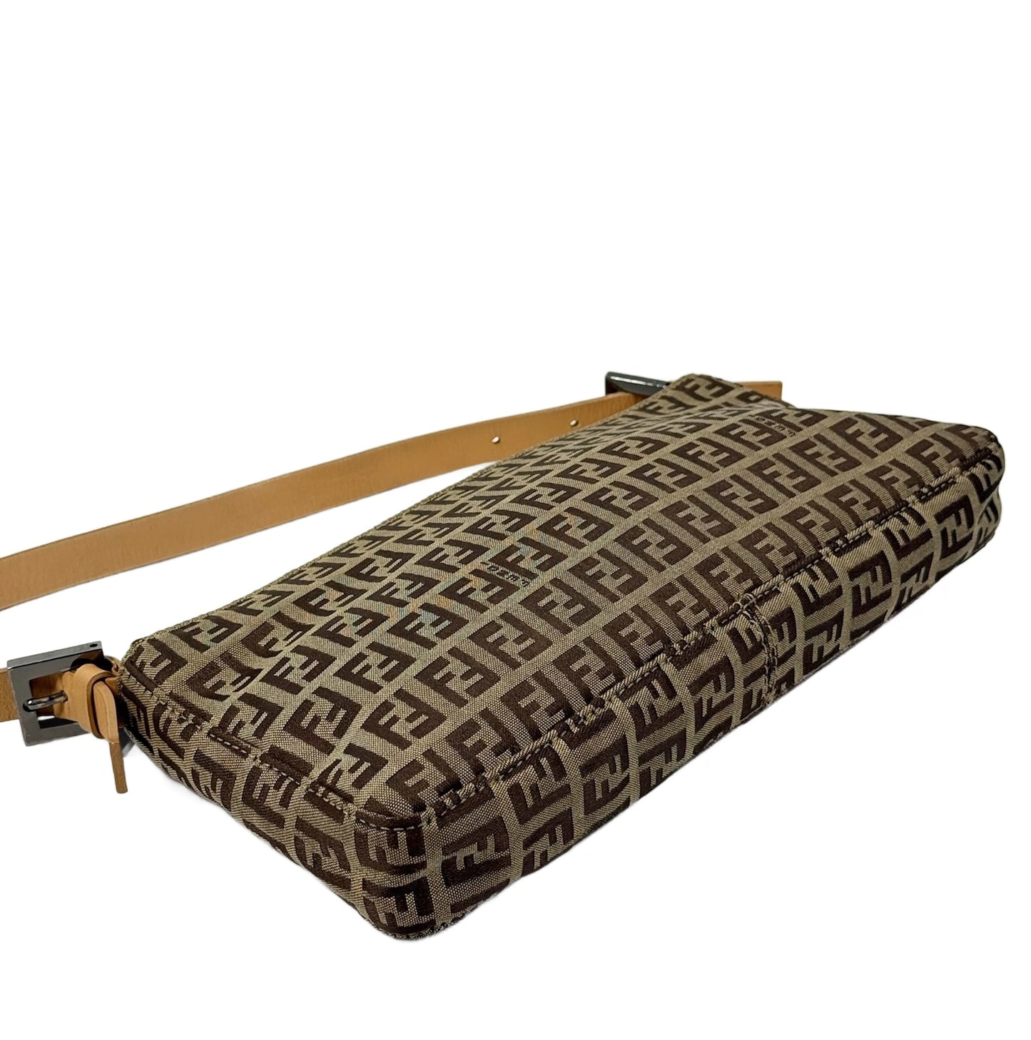 Fendi Vintage Beige & Brown Zucchino Zucca Monogram Small Pochette Bag