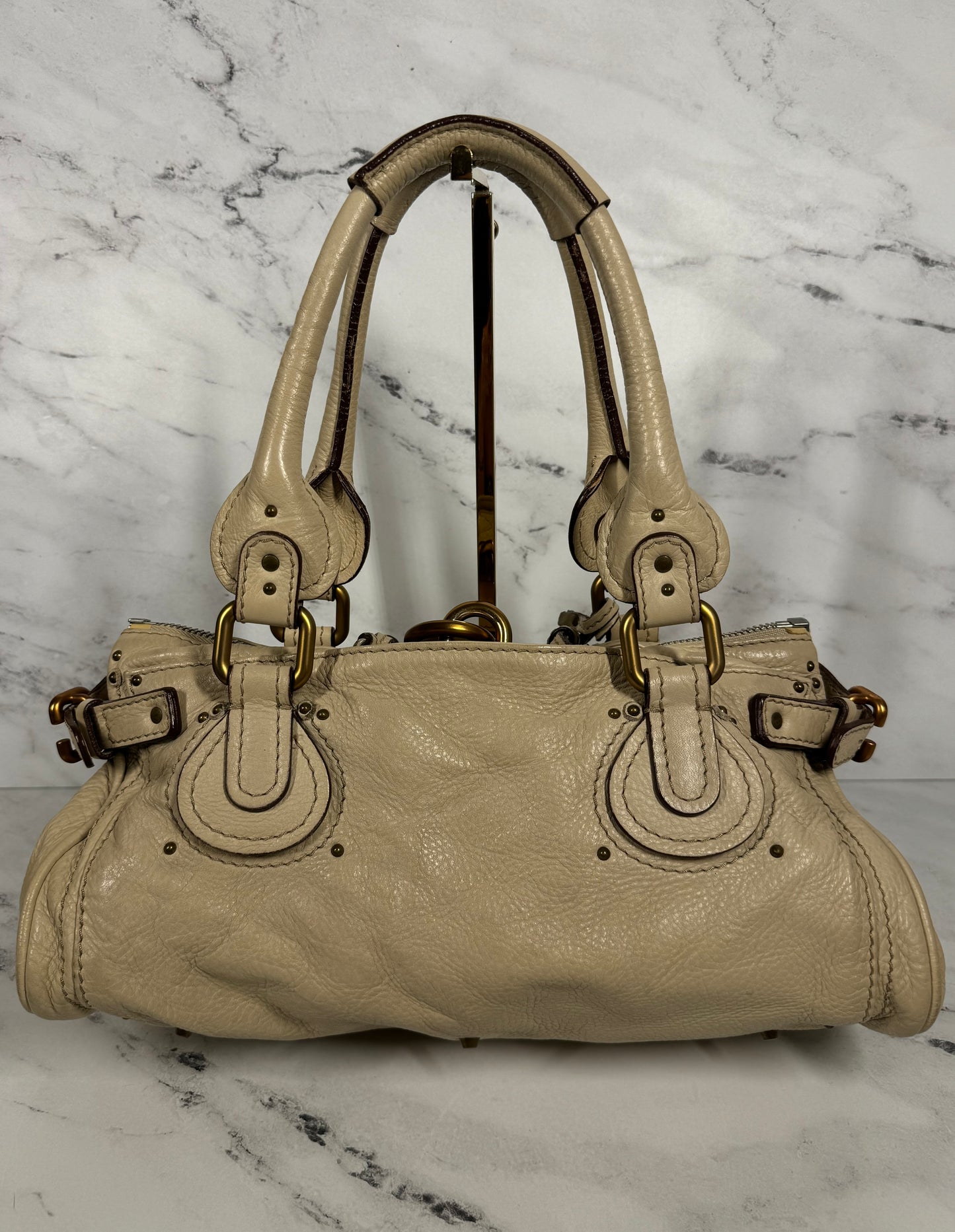 Chloé Vintage Beige Leather Paddington Shoulder Bag