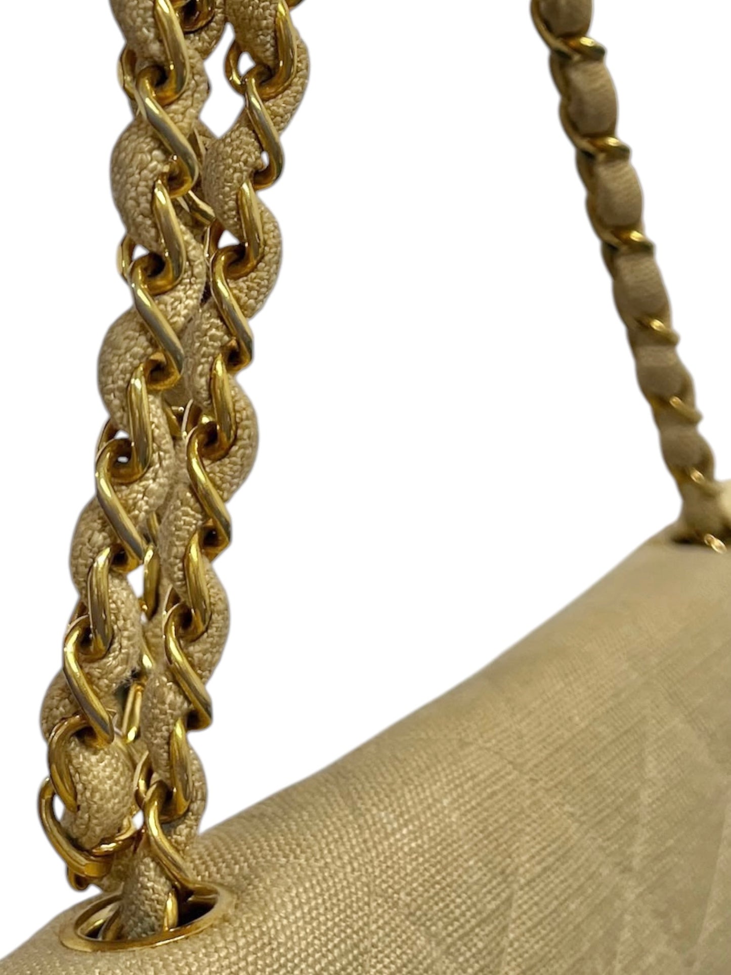 Chanel Vintage 1994 Beige Quilted Linen Medium Diana Flap Bag with 24K GPHW