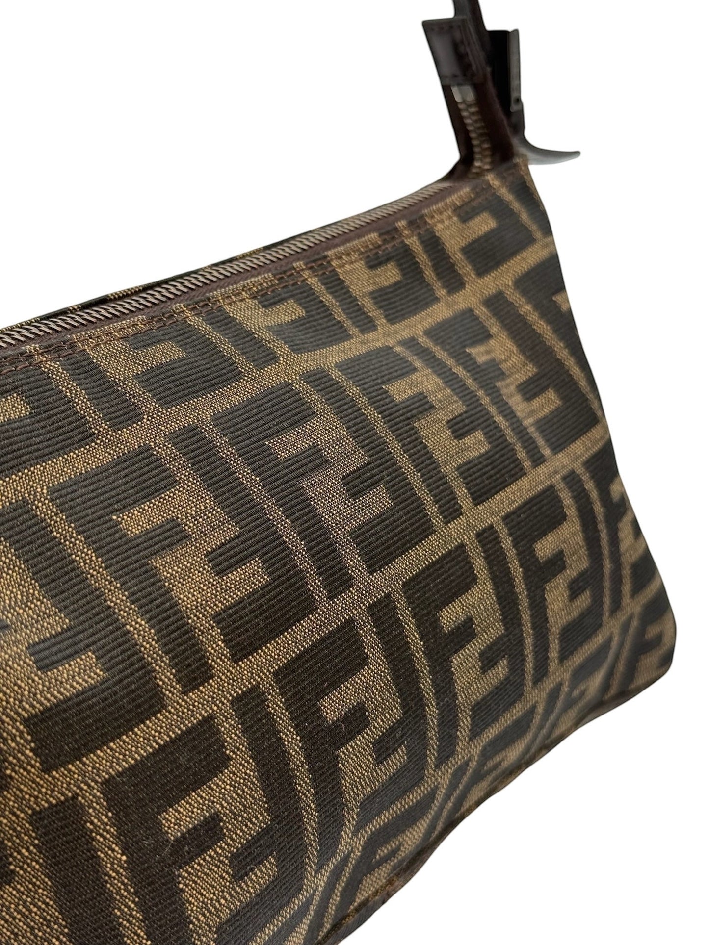 Fendi Vintage Classic Brown Zucca Monogram Medium Shoulder Pochette Bag