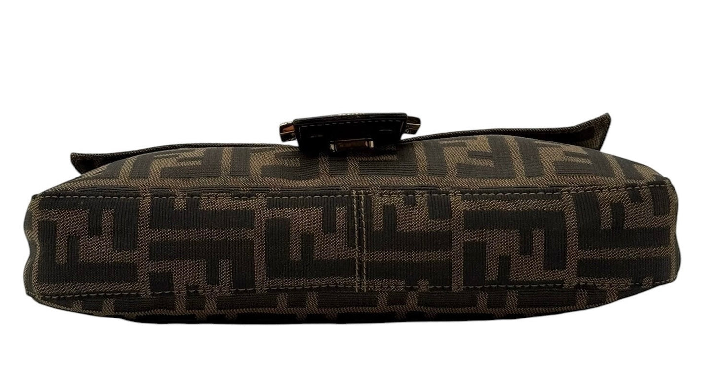 Fendi Vintage Brown Zucca Monogram Classic Baguette with Gold Hardware