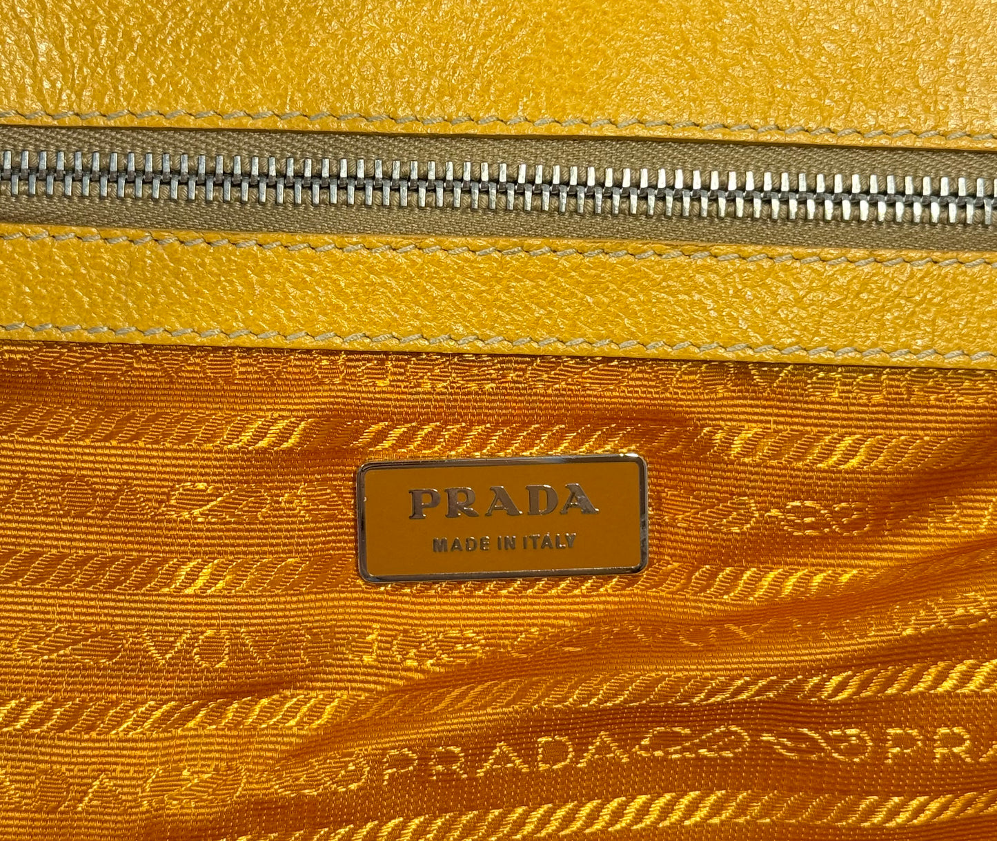 Prada Vintage Yellow Leather Geometric St. Soho Large Canapa Shoulder Bag