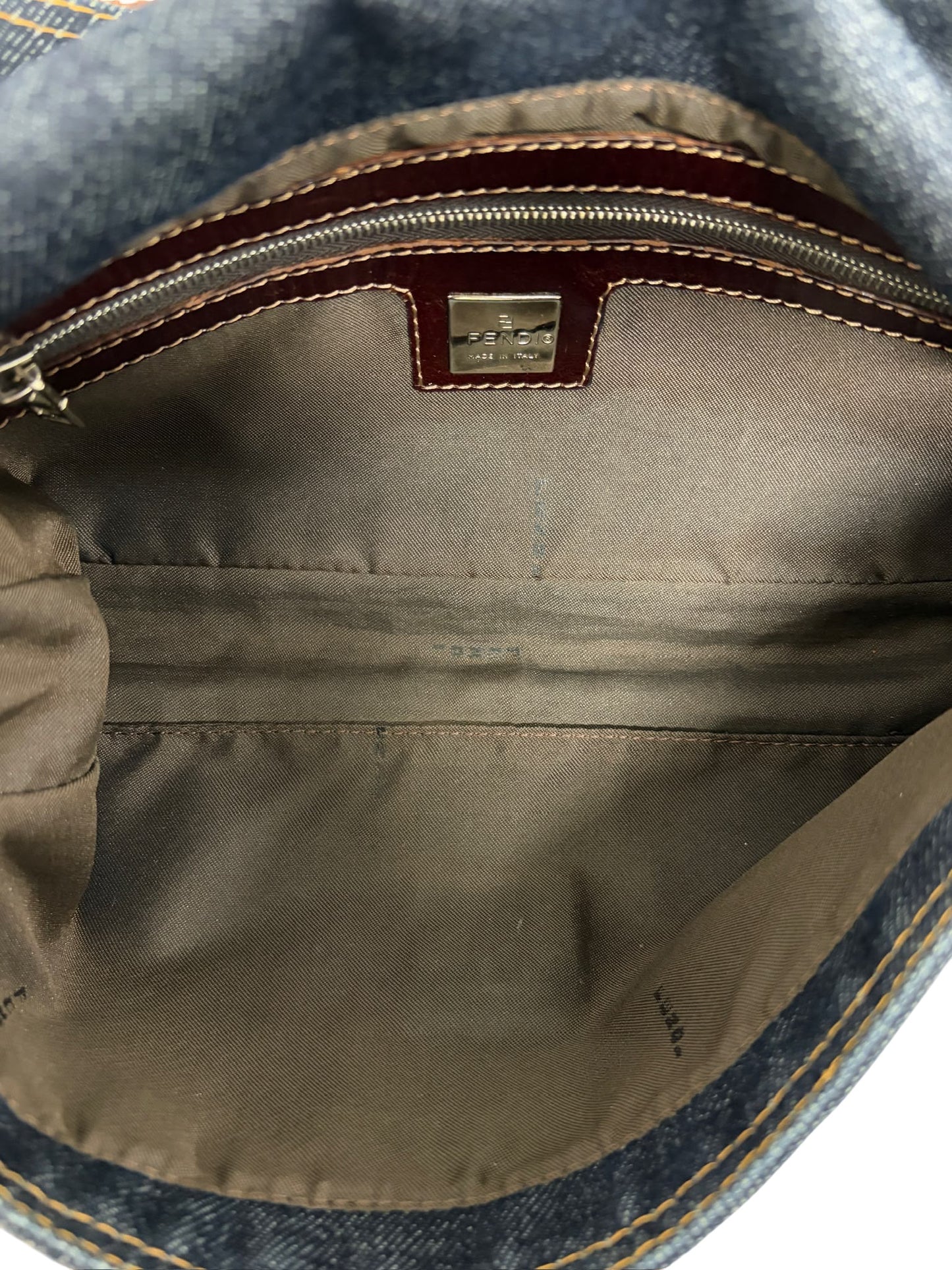 Fendi Vintage Blue Denim Classic Shoulder Baguette Bag