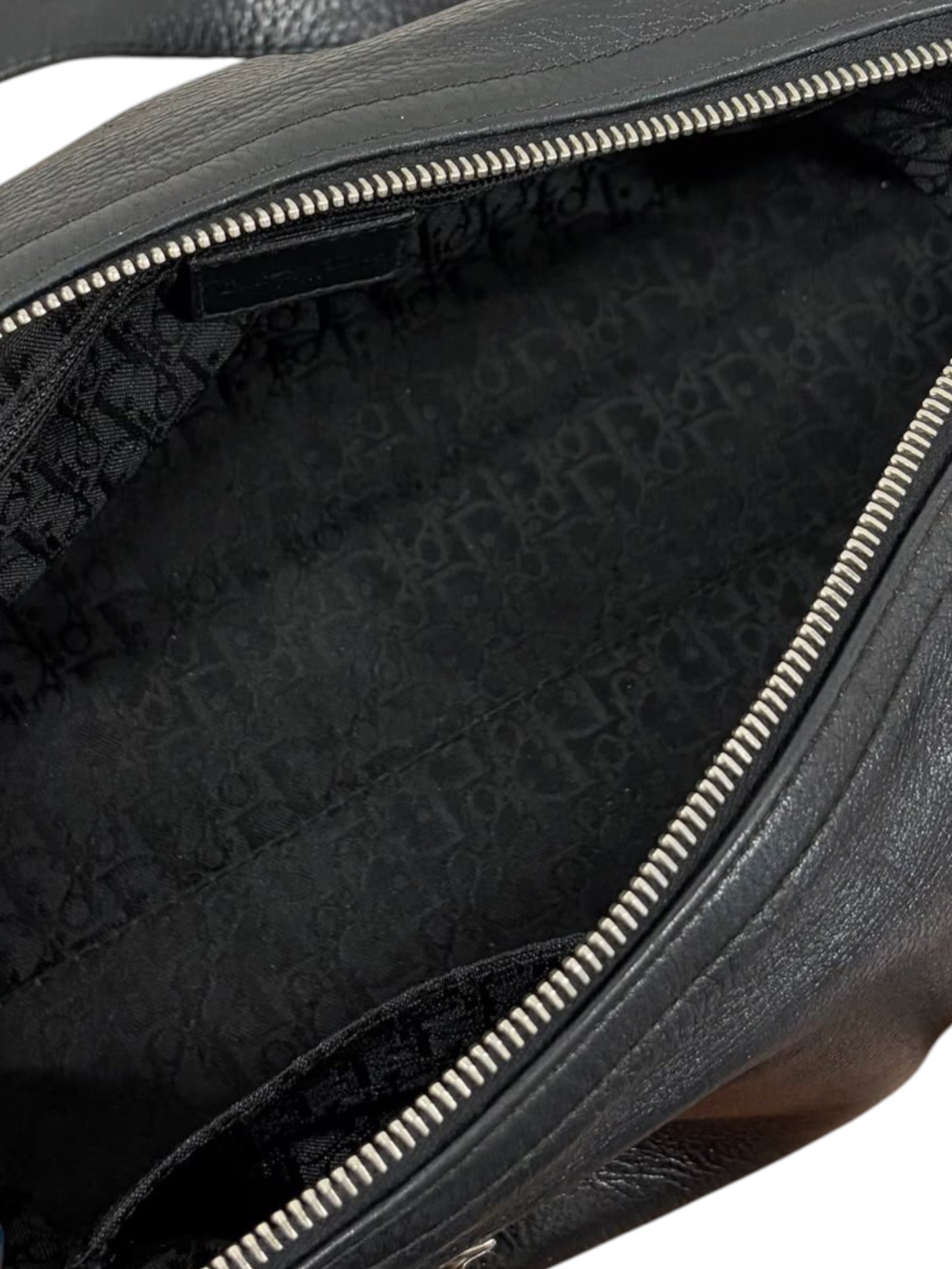 Dior Vintage 2005 Black Calfskin Leather Logo Small Boston Bowler Shoulder Bag