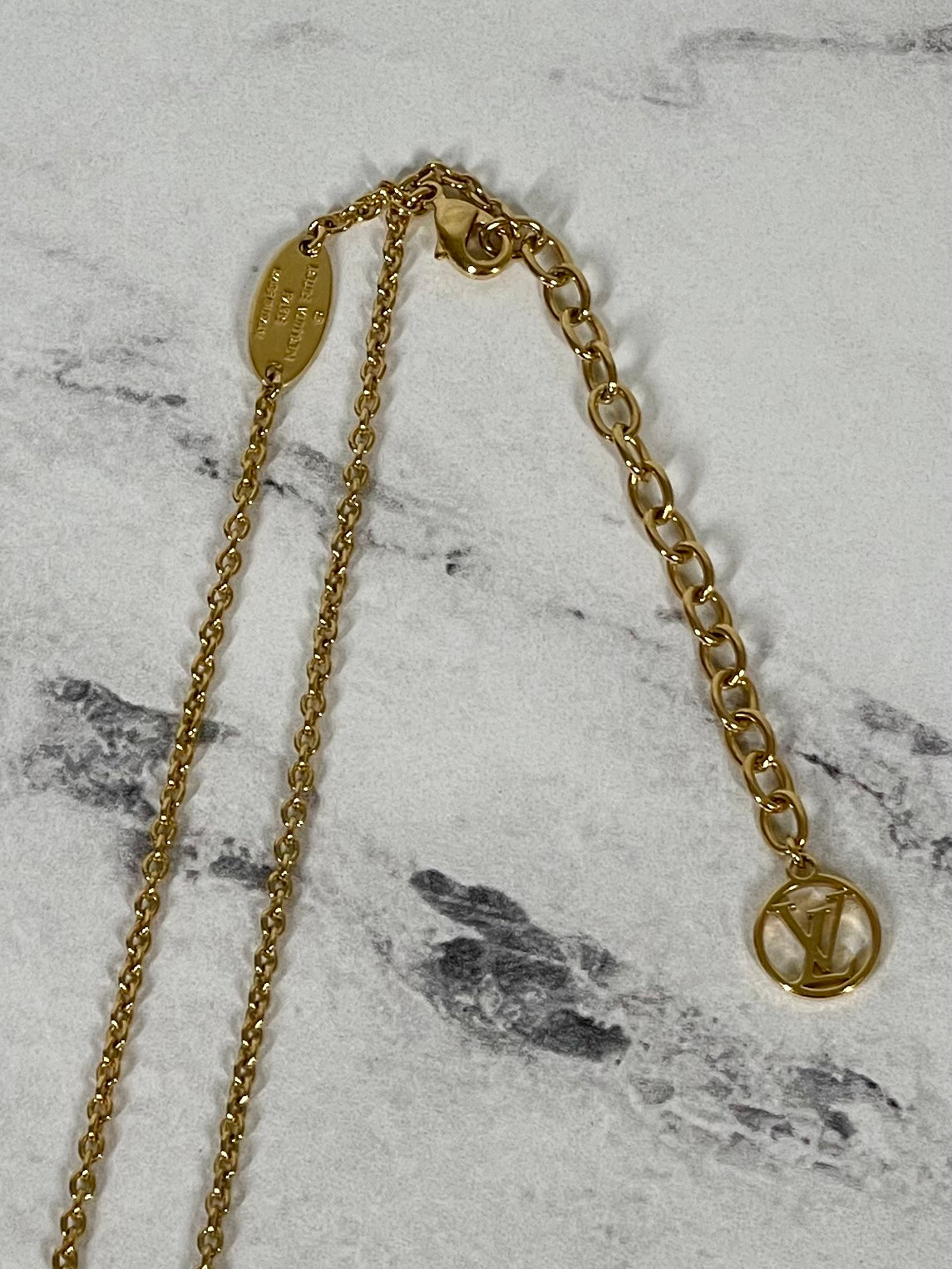 Louis Vuitton Gold Essential V Crystal Necklace