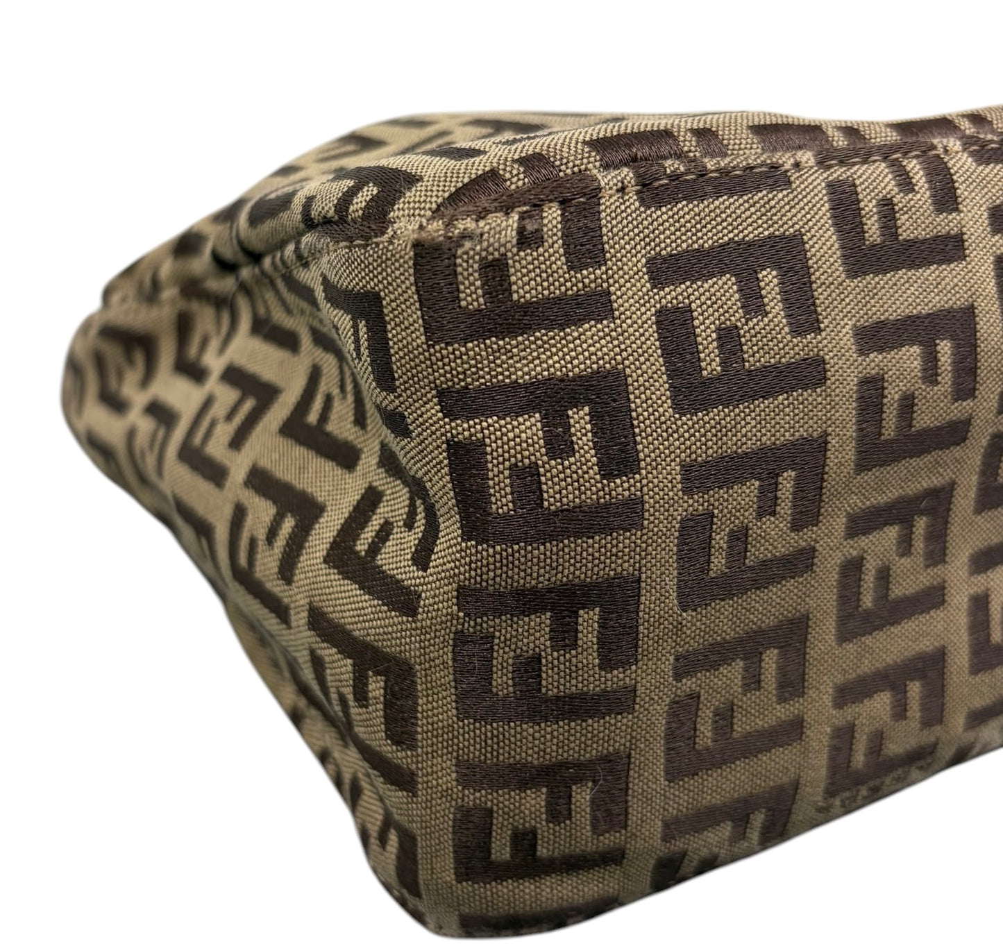 Fendi Vintage Light Brown Zucchino Zucca Monogram Mini Top Handle Pochette Bag