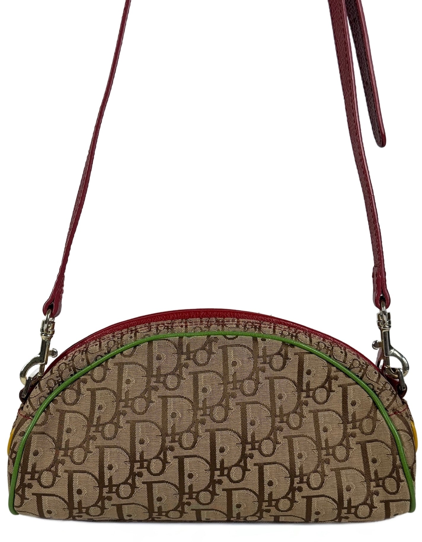 Dior Vintage 2004 Rasta Trotter Monogram Canvas Half Moon Shoulder & Crossbody Bag with Non-Branded Strap