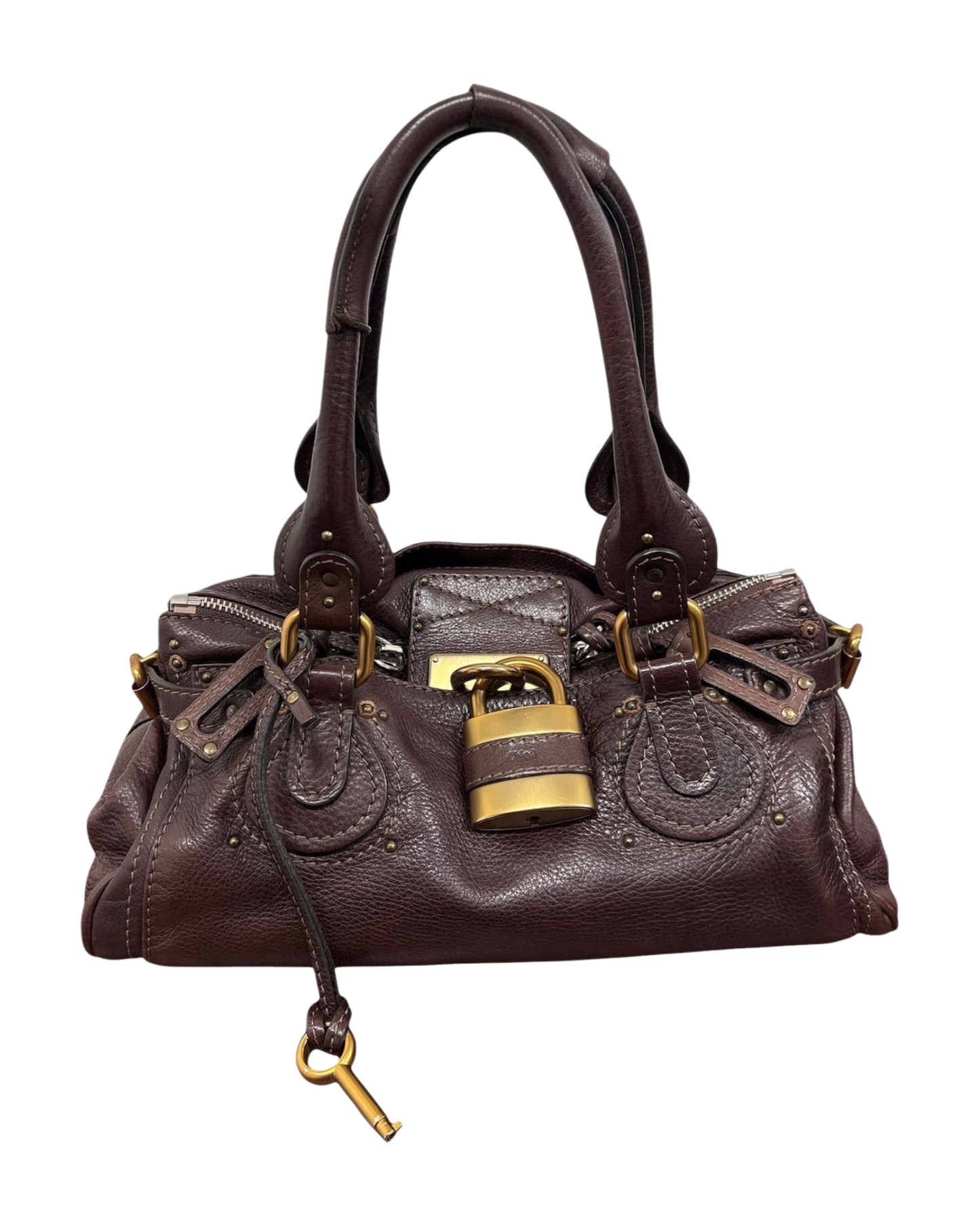 Chloe Vintage Chocolate Brown Calfskin Medium Paddington Shoulder Bag