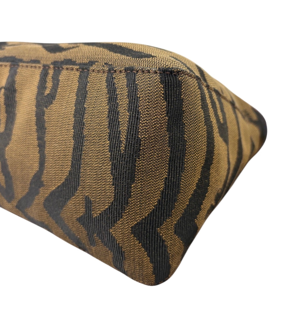 Fendi Vintage Brown Zebra Print Canvas Medium Shoulder Pochette Bag