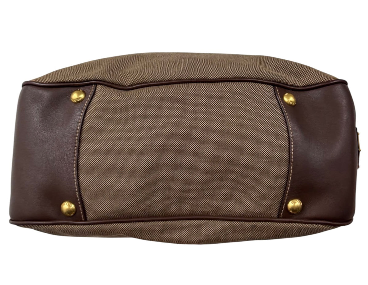 Prada Vintage Dark Brown Jaquard Logo Medium Hobo Shoulder Bag