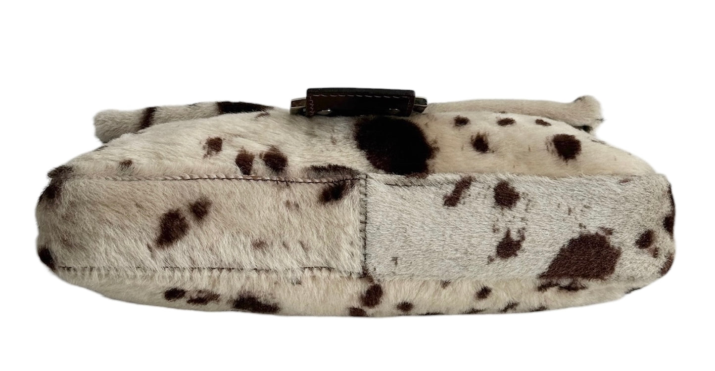 Fendi Vintage Spotted Dalmation Shoulder Baguette Bag