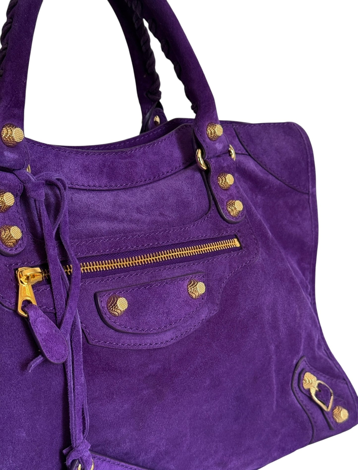 Balenciaga Ultra Violet Purple Suede Medium Giant 12 City Bag with Gold Hardware
