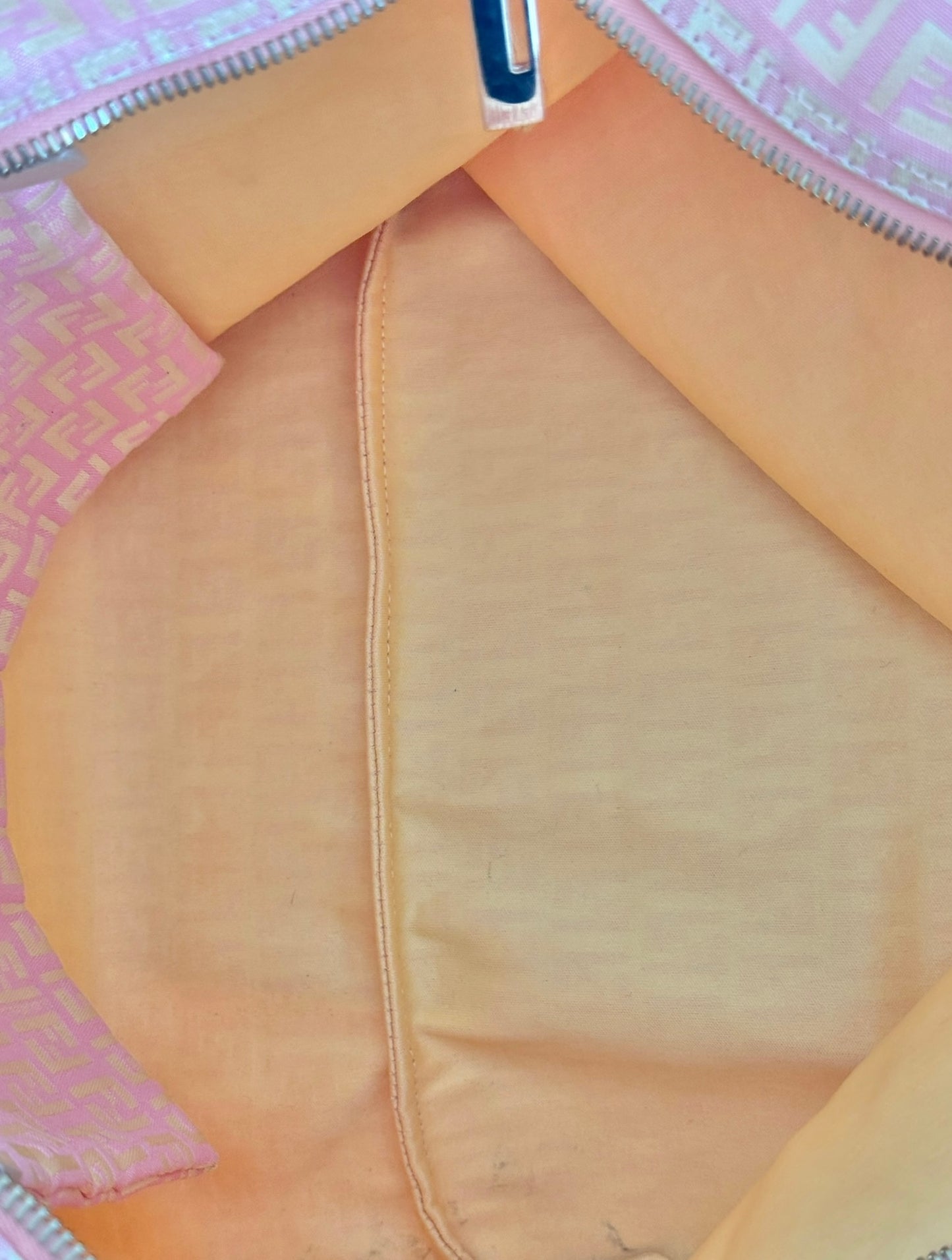 Fendi Vintage Pink and Yellow Zucchino Zucca Monogram Large Shoulder Tote Bag