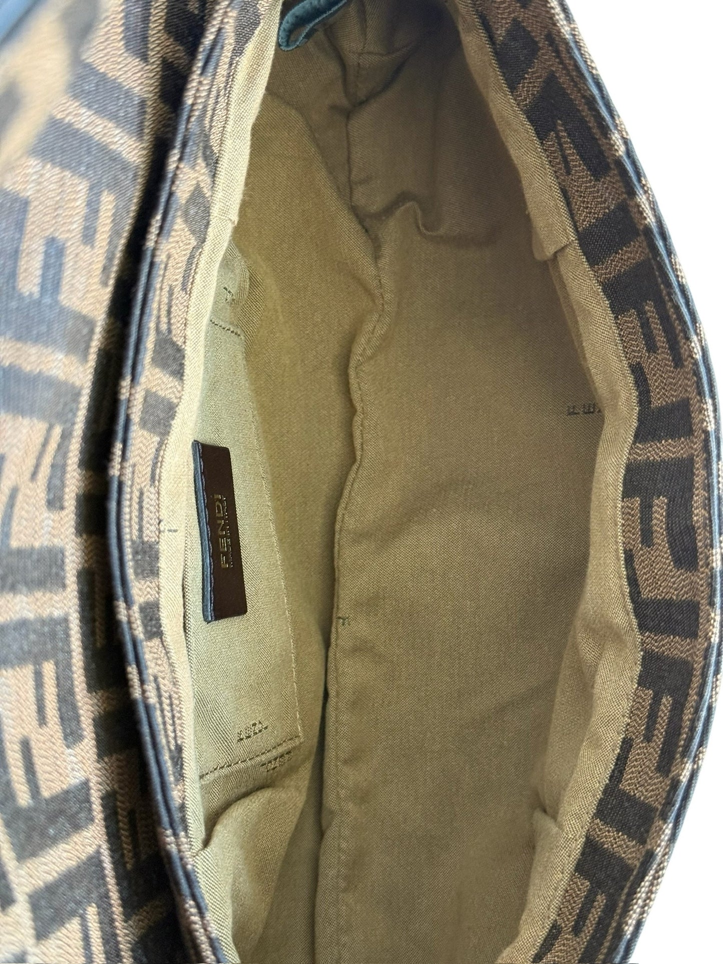 Fendi Vintage Brown Zucca Monogram Canvas Medium Chef Shoulder Baguette Bag