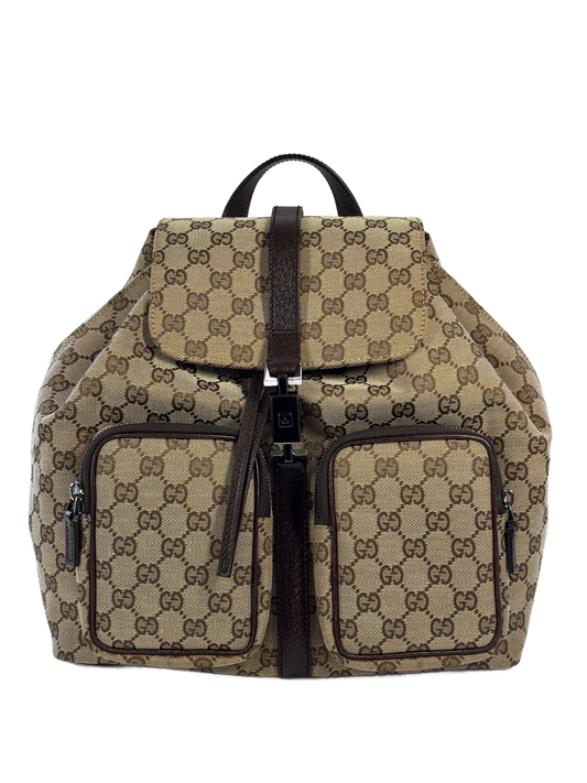 Gucci Vintage Brown GG Monogram Canvas Backpack