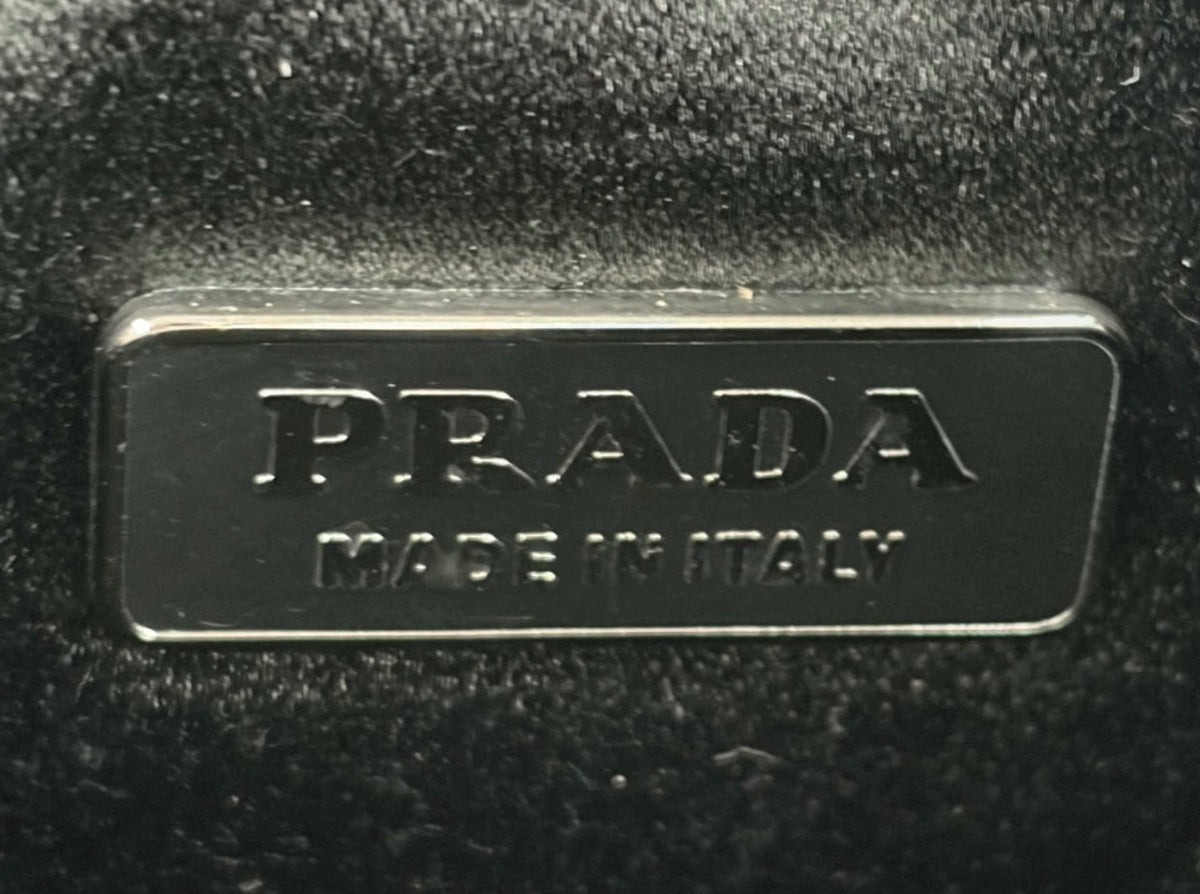 Prada Vintage Black & Orange Polka Dot Kisslock Chain Clutch Shoulder Bag