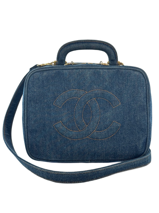 Chanel Vintage Denim Vanity Case w Shoulder/Crossbody Strap
