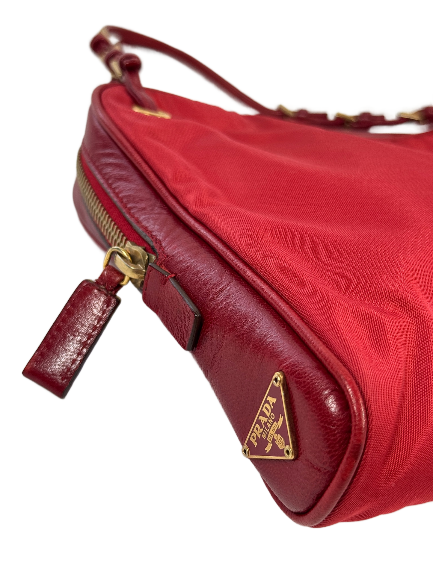 Prada Vintage Red Nylon Mini Top Handle Bag