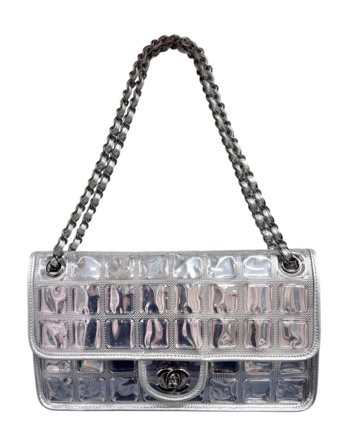 Chanel Vintage 2008 Cruise Collection Silver Ice Cube Large Classic Single Flap Bag