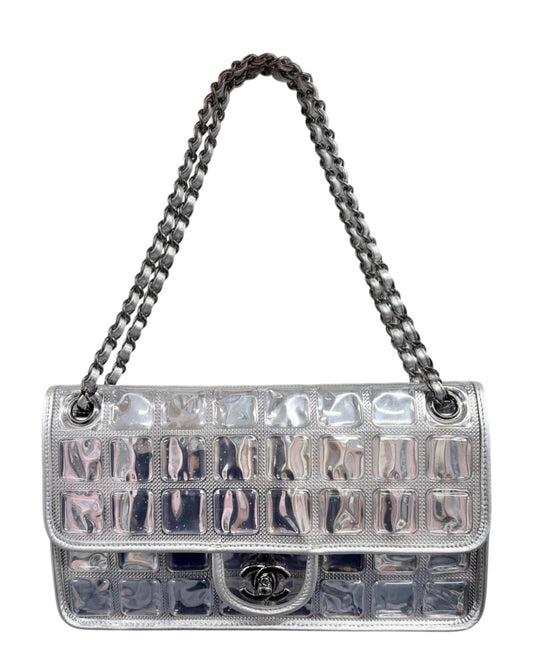 Chanel Vintage 2008 Cruise Collection Silver Ice Cube Large Classic Single Flap Bag