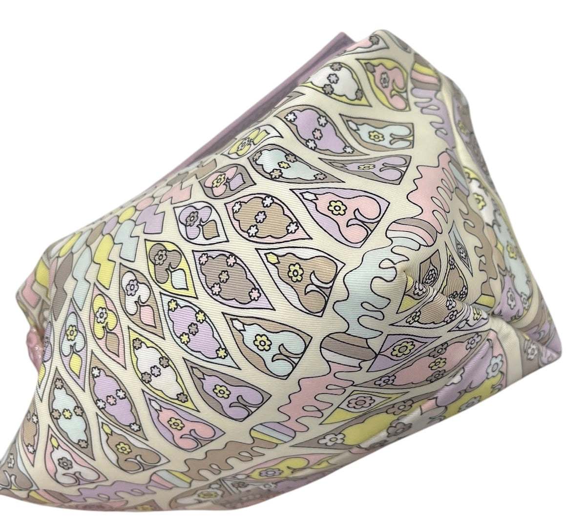 Pucci Vintage Pastel Lilac Yellow and Pink Mini Dome Cosmetic Pochette Top Handle Bag