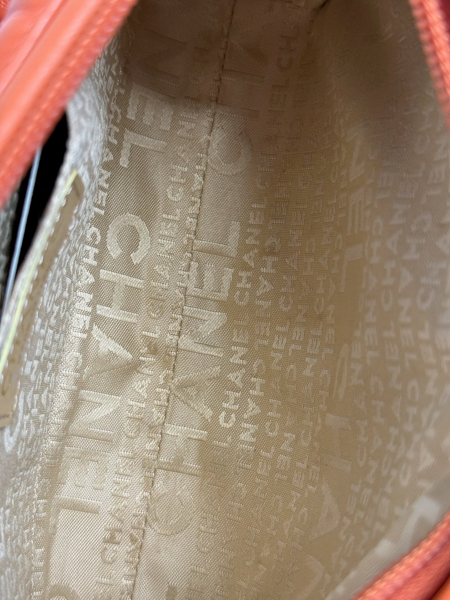 Chanel Vintage 2003 Orange Lambskin Chocolate Bar Quilted Shoulder Pochette Bag