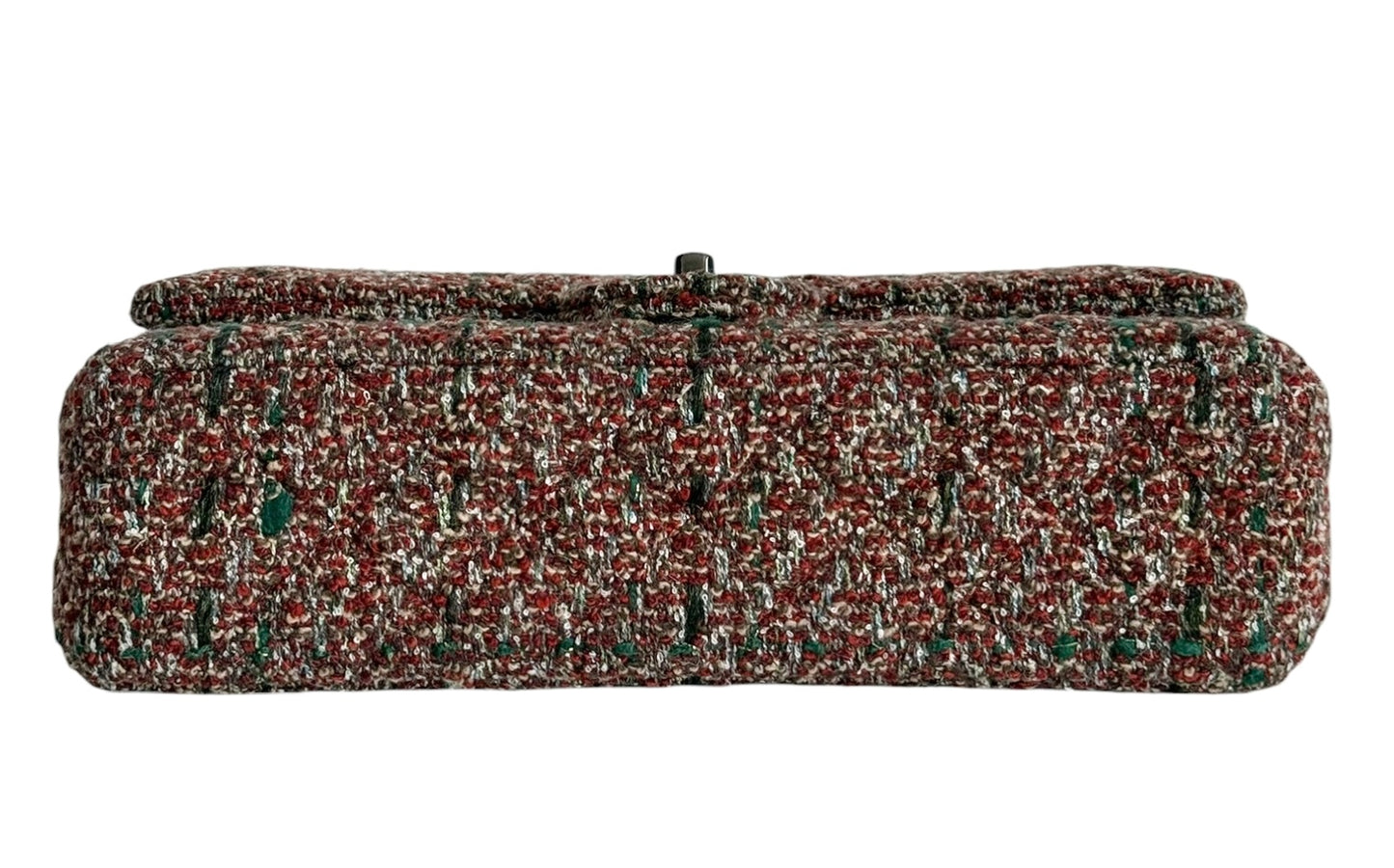 Chanel Multicolor Burgundy Tweed Classic Medium Double Flap Bag with Ruthenium Hardware