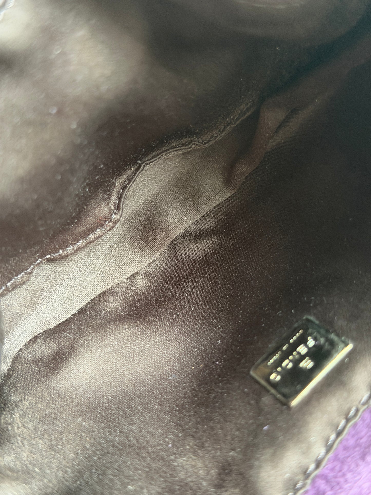 Fendi Vintage Purple Suede Pink Quartz Logo Mini Croissant Baguette Bag