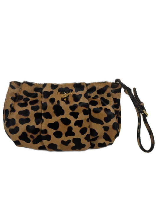 Prada 2012 Calf Pony Hair Leopard Print Wristlet