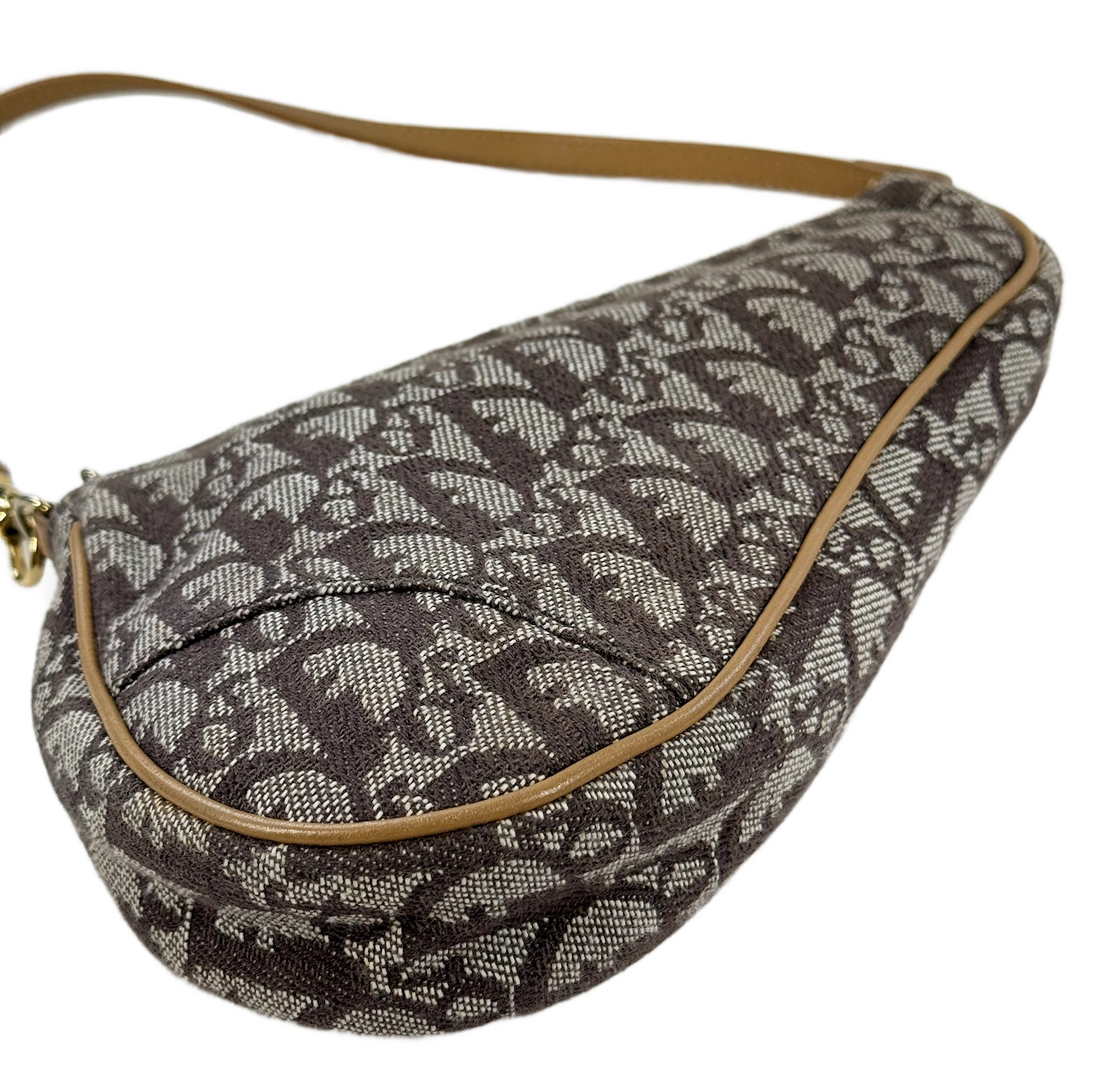 Dior Vintage 2001 Brown Trotter Monogram Mini Saddle Pochette Shoulder Bag