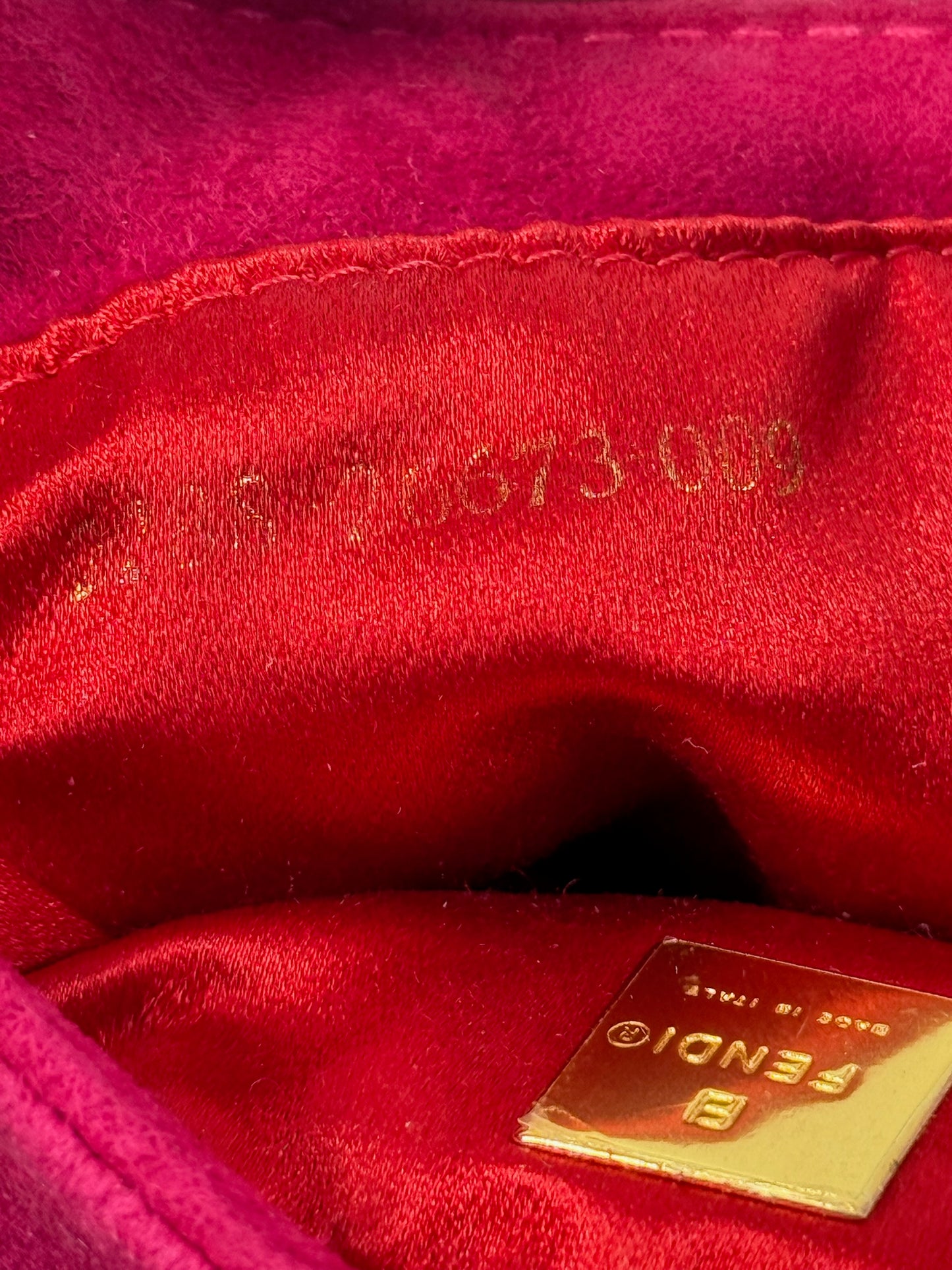 Fendi Vintage Hot Pink Suede Glitter Logo Mini Croissant Baguette Bag
