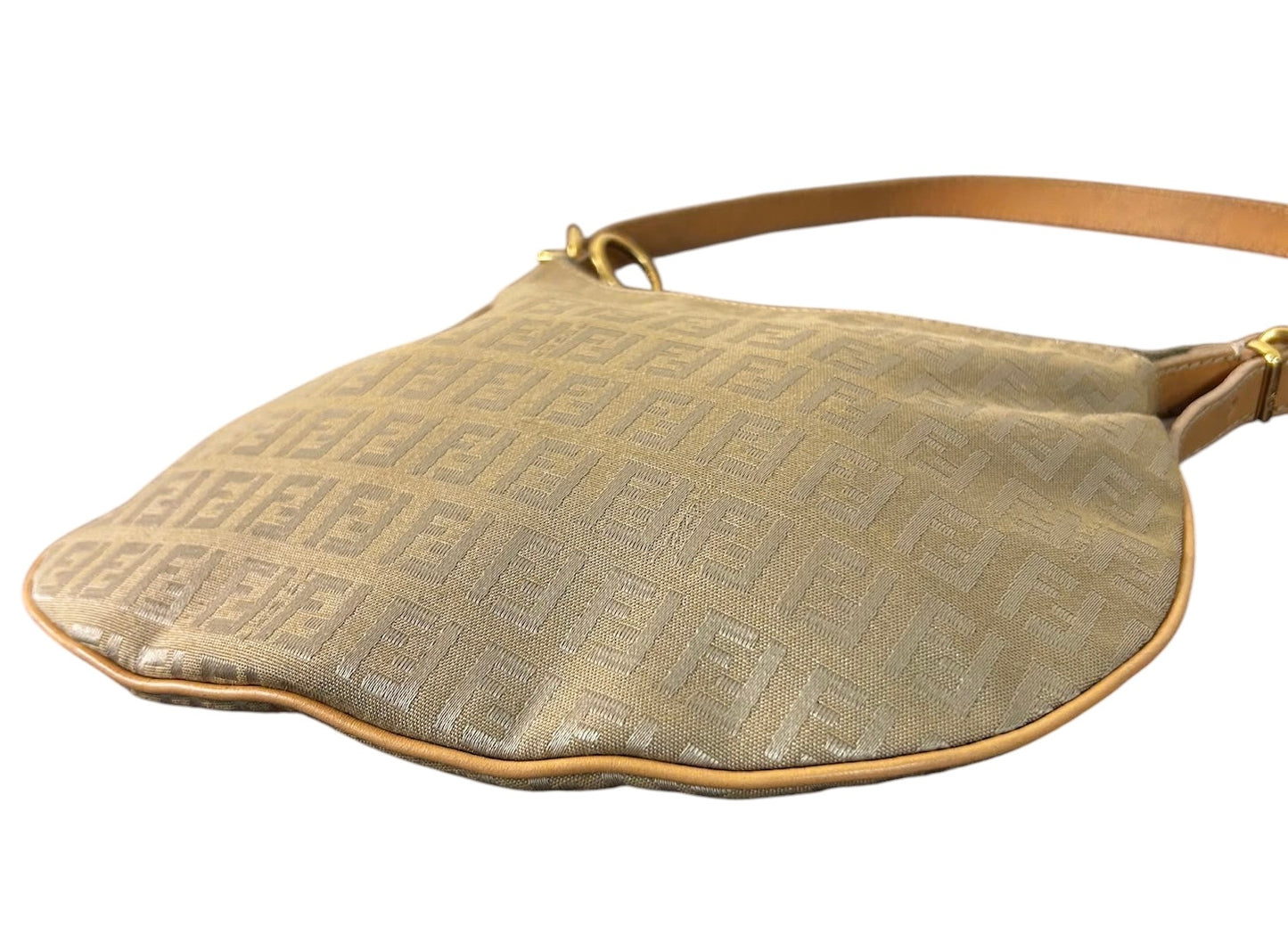Fendi Vintage Beige Zucchino Zucca Monogram Oyster Shoulder Bag