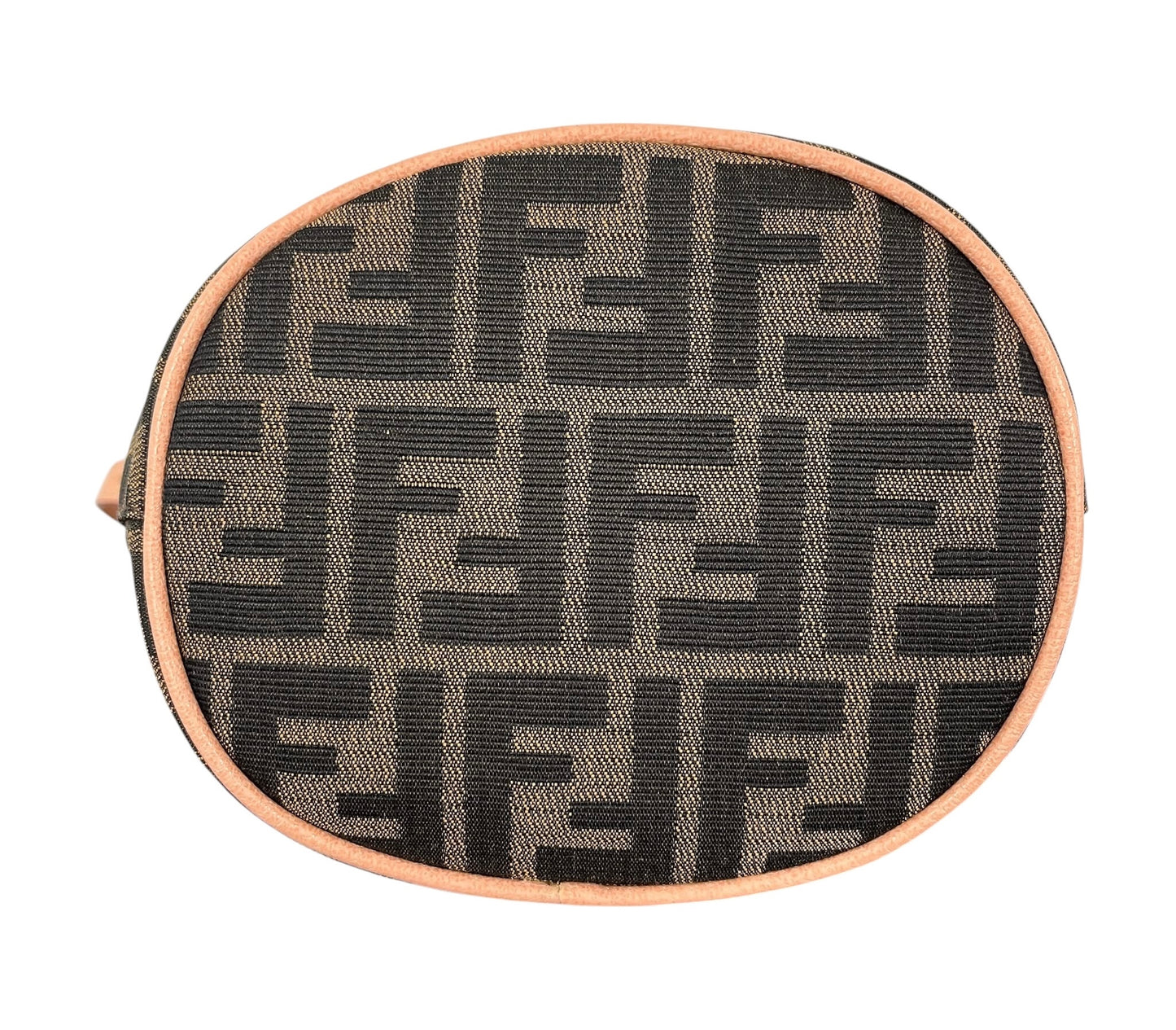 Fendi Vintage Brown Zucca Monogram Bucket Baguette Shoulder Bag with Enamel Floral Embellished Clasp