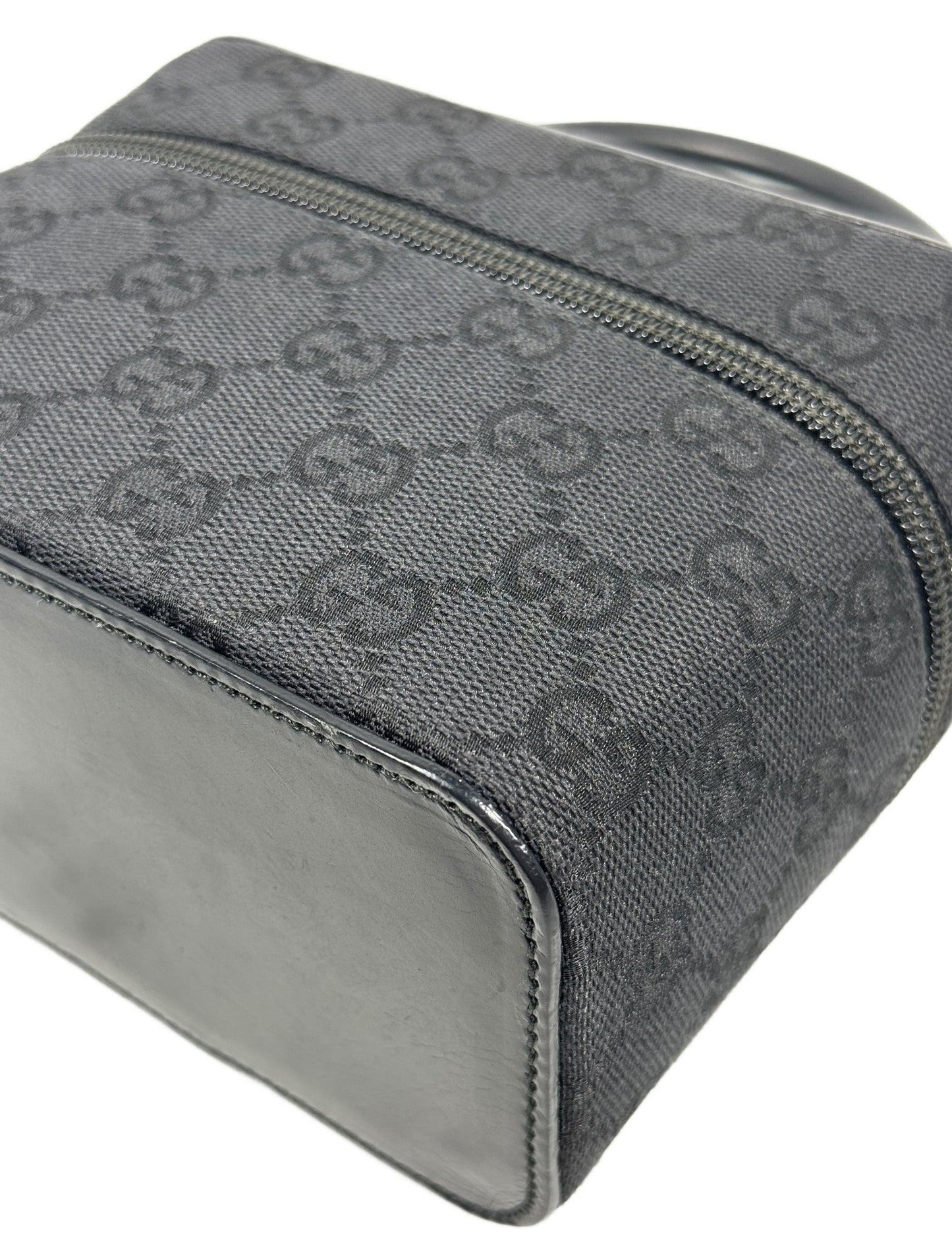 Gucci Vintage Black GG Monogram Mini Vanity Case Top Handle Bag