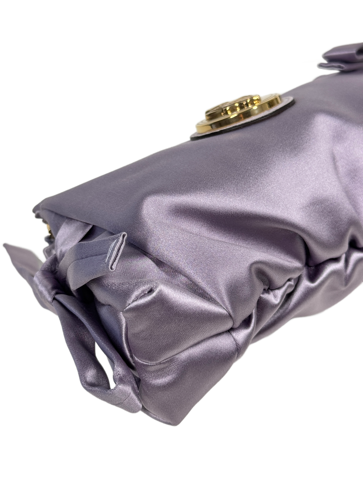 Gucci Vintage Lilac Purple Satin Hysteria Wristlet Clutch Bag