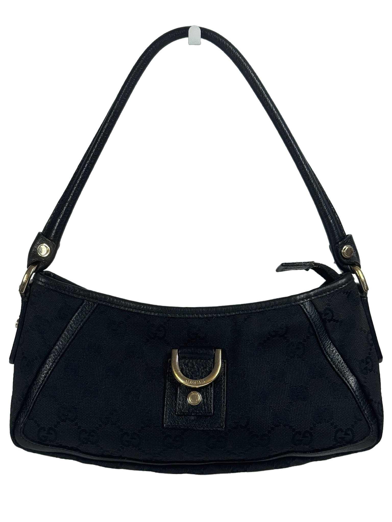 Gucci Vintage Black GG Monogram Canvas Abbey Pochette Shoulder Bag