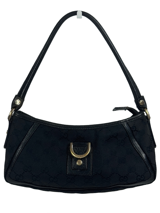 Gucci Vintage Black GG Monogram Canvas Abbey Pochette Shoulder Bag