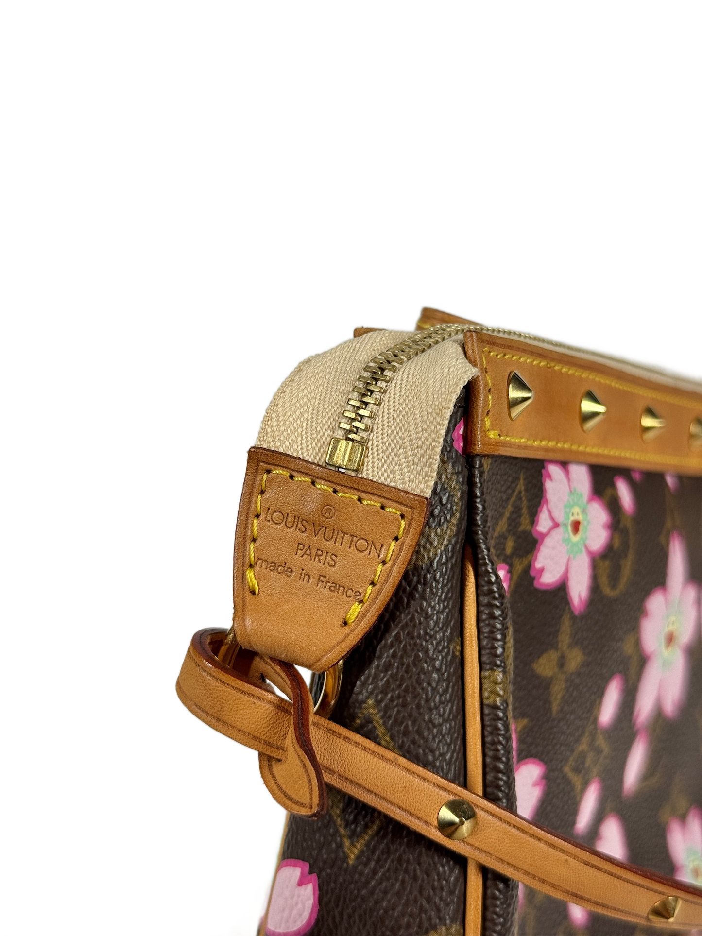 Louis Vuitton Vintage 2003 Takashi Murakami Brown Cherry Blossom Monogram Pochette Accessoires