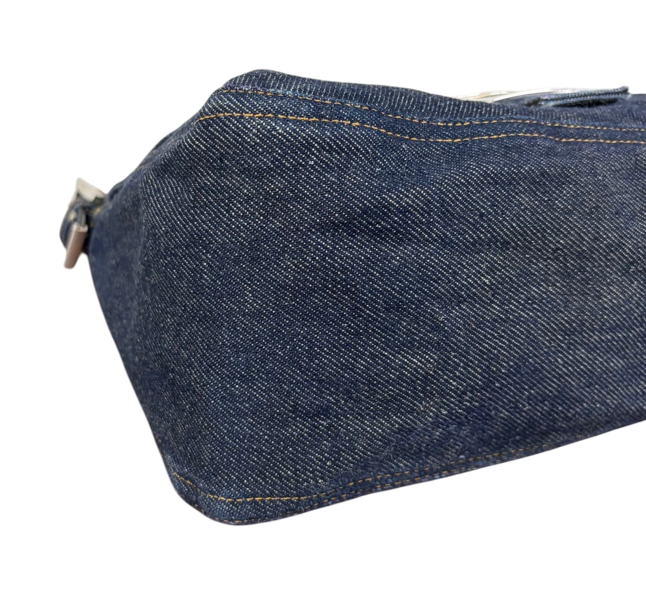 Fendi Vintage Classic Blue Denim Mamma Baguette Shoulder Bag