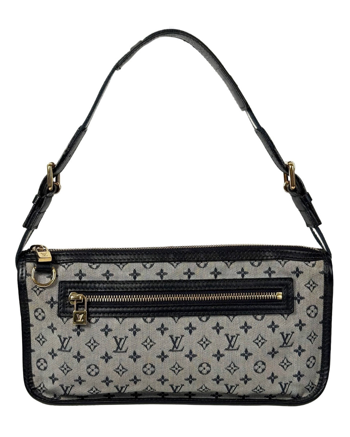 Louis Vuitton Vintage 2004 Navy Blue Mini Lin Monogram Kathleen Pochette Shoulder Bag