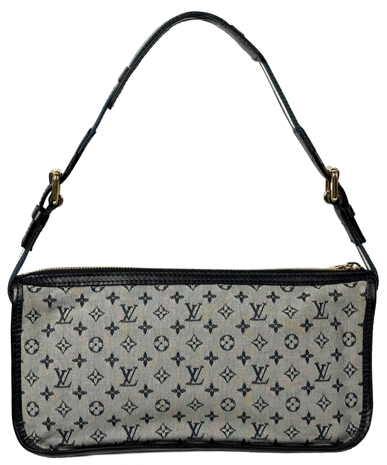 Louis Vuitton Vintage 2004 Navy Blue Mini Lin Monogram Kathleen Pochette Shoulder Bag