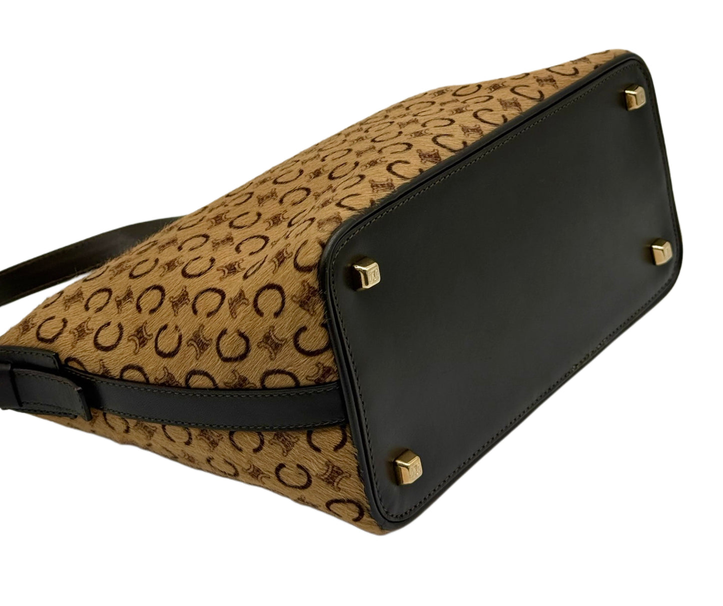 Celine Vintage Beige Macadam Monogram Pony Hair Medium Pochette