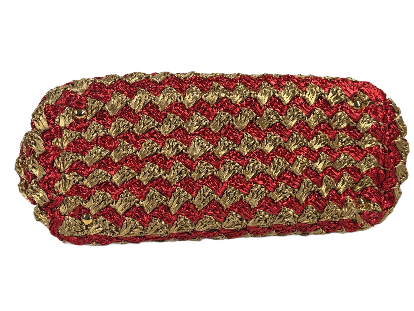 Prada 2012 Red & Brown Crochet Raffia Medium Canapa Tote Bag