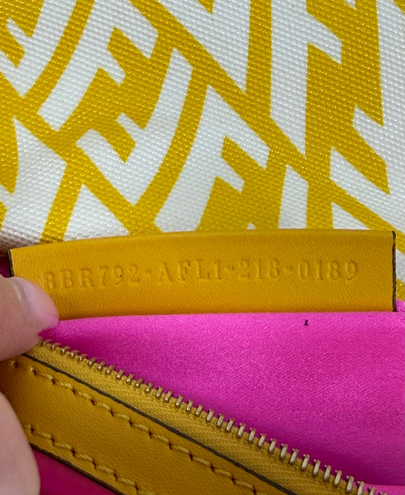 Fendi Yellow Logo Coated Canvas Shoulder Baguette Bag