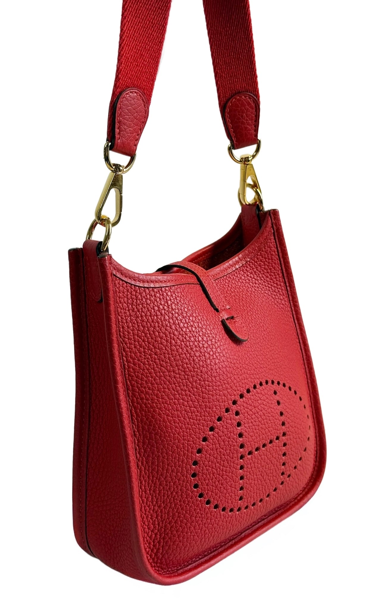 Hermes 2020 Rouge de Coeu Red Calfskin Mini Evelyn TPM