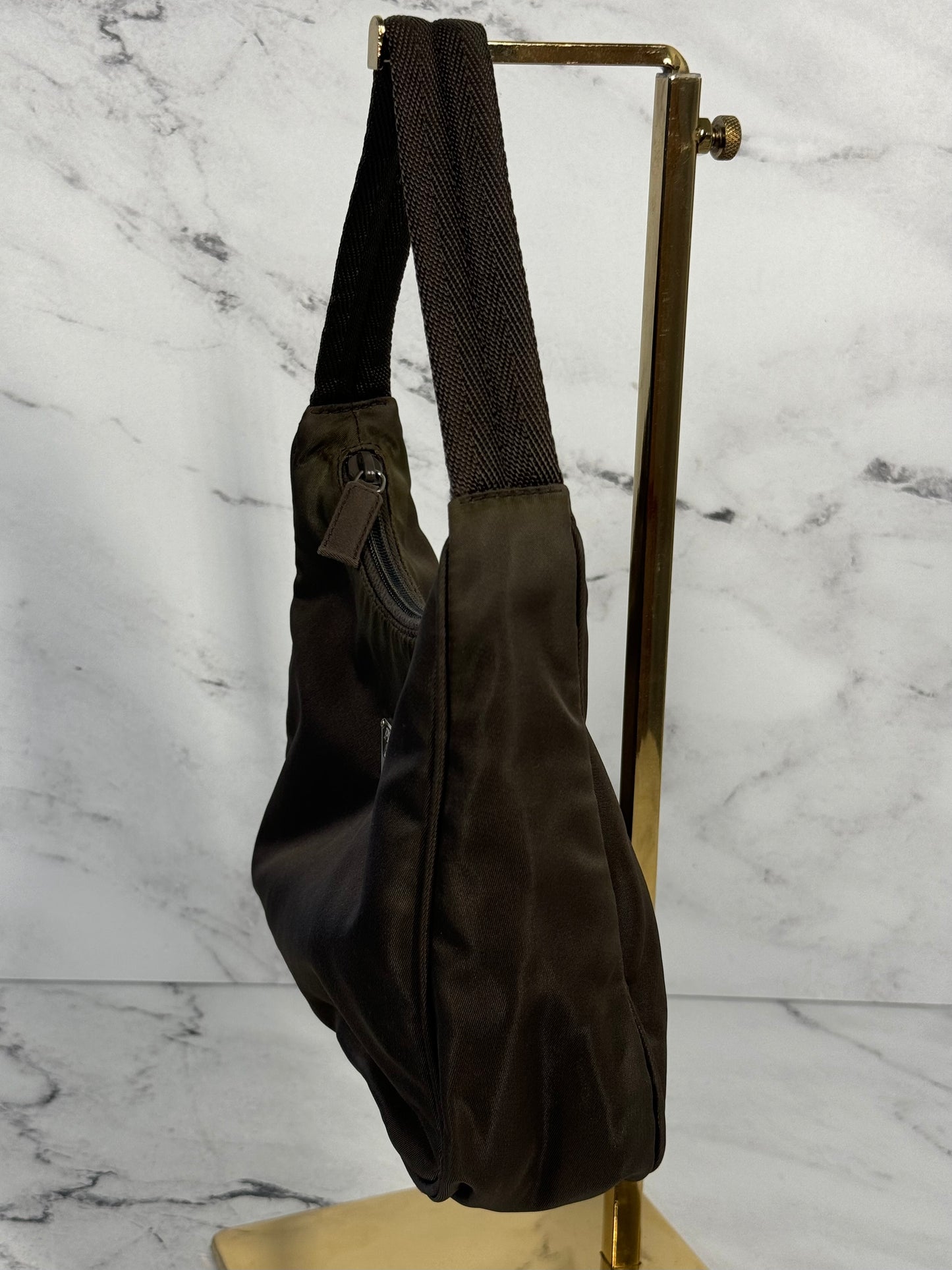 Prada Vintage Khaki Green Tessuto Nylon Shoulder Bag