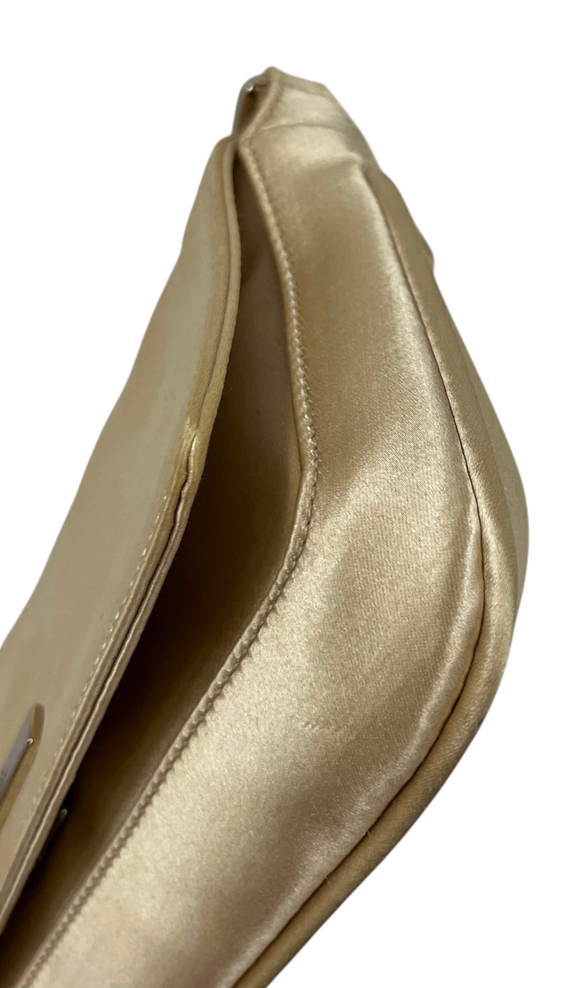 Gucci Vintage Champagne Gold Satin Chain Shoulder Evening Bag