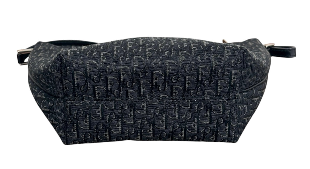 Dior Vintage Black Trotter Monogram Canvas Top Handle Pochette Bag
