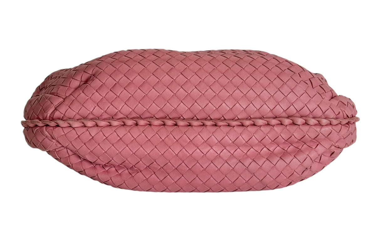Bottega Veneta Vintage Pink Intrecciato Leather Hobo Shoulder Bag