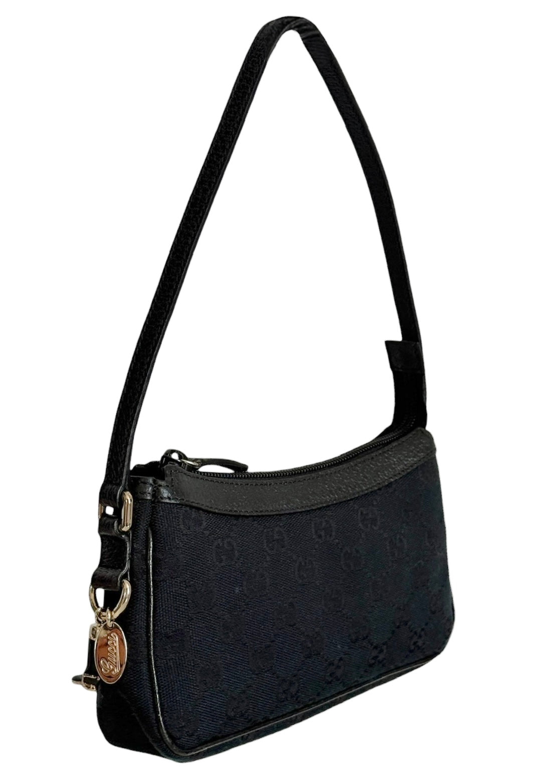 Gucci Vintage Black GG Monogram Mini Charmy Shoulder Pochette Bag